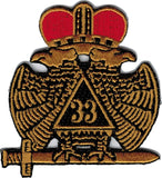 33rd Degree Wings Down Emblem Iron-On Patch [Gold]