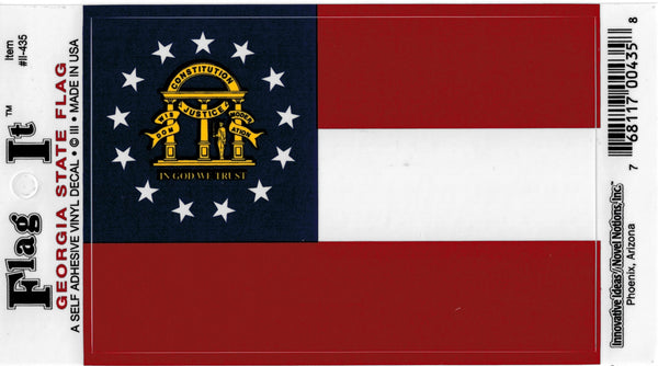 Innovative Ideas Flag It Georgia State New Flag Self Adhesive Vinyl Decal [Pre-Pack - Red/White/Blue - 3.25" x 4.75"]
