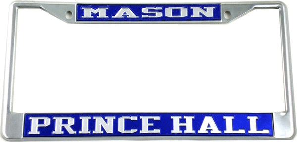 Mason Prince Hall License Plate Frame [Silver Standard Frame - Blue/Silver]