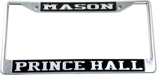 Mason Prince Hall License Plate Frame [Black/Silver - Car or Truck - Silver Standard Frame]