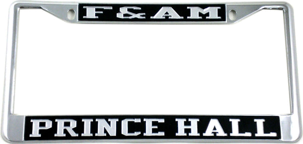 F&AM Prince Hall Mason License Plate Frame [Silver Standard Frame - Black/Silver]
