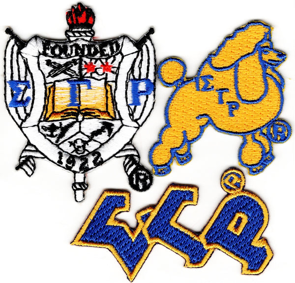 Sigma Gamma Rho 3-Pack A Embroidered Stick-On Applique Patches [Blue - 2"]