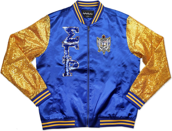 Big Boy Sigma Gamma Rho Divine 9 S2 Ladies Sequins Jacket [Royal Blue]