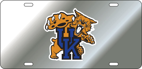 Kentucky Wildcats Reflective Logo Mirror Car Tag [Silver/Blue - Car or Truck]