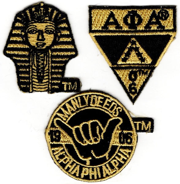 Alpha Phi Alpha 3-Pack B Embroidered Stick-On Applique Patches [Gold]