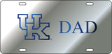 University of Kentucky Dad Laser Cut Inlaid UK Logo Mirror Car Tag [Silver/Blue/Silver - Car or Truck]