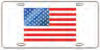 United States Laser Cut Inlaid Flag Mirror Car Tag [White - Car or Truck]