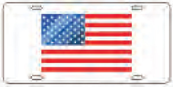 United States Laser Cut Inlaid Flag Mirror Car Tag [White]