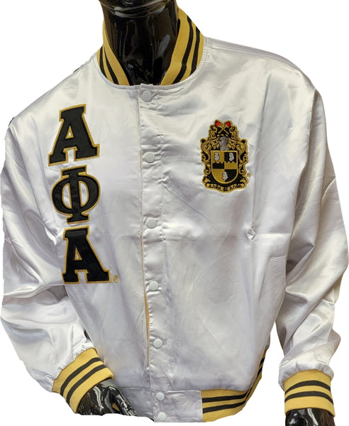 Buffalo Dallas Alpha Phi Alpha Satin Jacket [White]