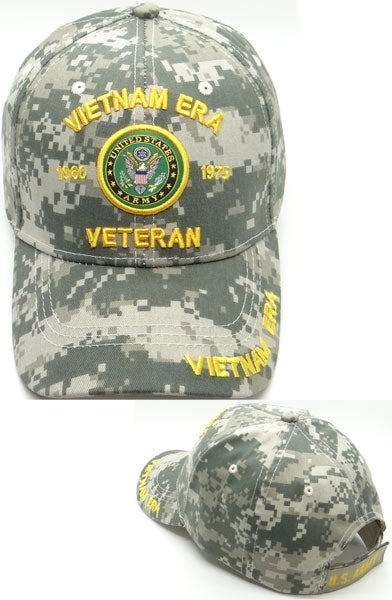 Army Vietnam Era Veteran Mens Cap [Digital Camouflage - Adjustable Size]