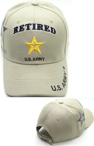U.S. Army Retired New Star Shadow Mens Cap [Beige - Adjustable Size]