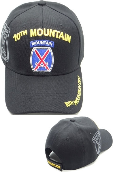 10th Mountain Side Shadow Mens Cap [Black - Adjustable Size]