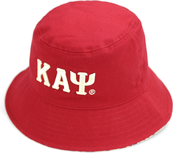 Big Boy Kappa Alpha Psi Divine 9 S145 Reversible Mens Bucket Hat [Crimson Red/Ivory White]