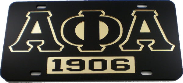 Alpha Phi Alpha 1906 Mirror Insert Car Tag License Plate [Black]