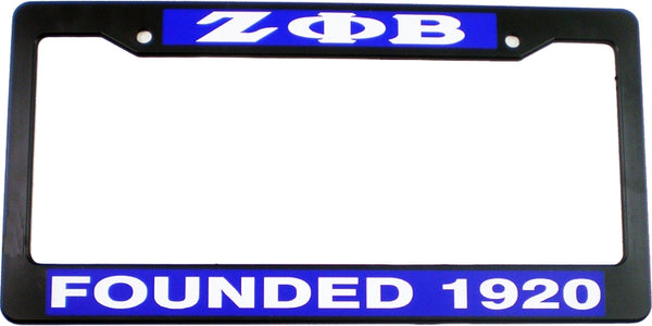 Zeta Phi Beta Founded 1920 Text Decal Plastic License Plate Frame [Black]