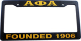 Alpha Phi Alpha Founded 1906 Text Decal Plastic License Plate Frame [Black - Car or Truck]