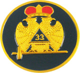 33rd Degree Wings Down Round Car Emblem [Gold - 2.75"]