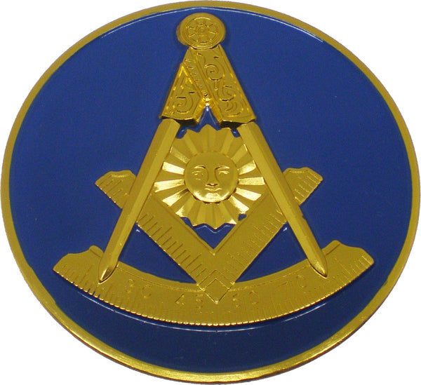 Mason Past Master Symbol Round Car Emblem [Gold]