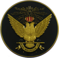 33rd Degree Wings Up Round Car Emblem [Gold - 2.75"]