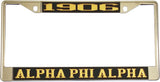 Alpha Phi Alpha 1906 License Plate Frame [Silver Standard Frame - Black/Gold]