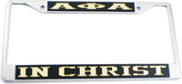 Alpha Phi Alpha In Christ License Plate Frame [Black/Gold - Car or Truck - Silver Standard Frame]