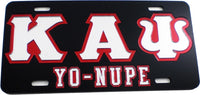 Kappa Alpha Psi Yo-Nupe Outline Mirror License Plate [Black/Silver/Red]