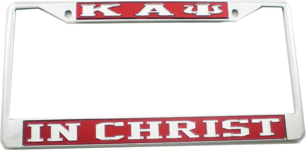 Kappa Alpha Psi In Christ License Plate Frame [Silver Standard Frame - Red/Silver]