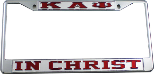 Kappa Alpha Psi In Christ License Plate Frame [Silver Standard Frame - Silver/Red]