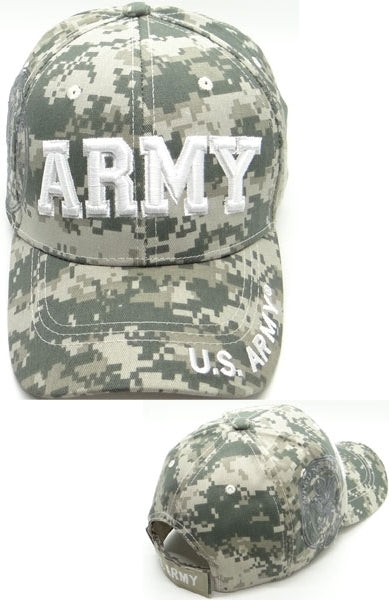Army Block Text Shadow Mens Cap [Digital Camouflage - Adjustable Size - Baseball Cap]