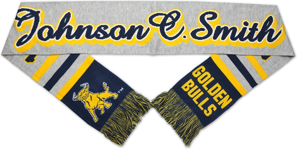 Big Boy Johnson C. Smith Golden Bulls S5 Knit Scarf [Navy Blue - 80" x 7"]