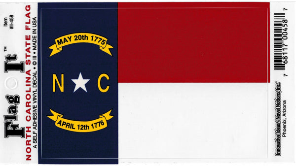 Innovative Ideas Flag It North Carolina State Flag Self Adhesive Vinyl Decal [Red/White/Blue - 3.25" x 4.75" - Pack of 18]