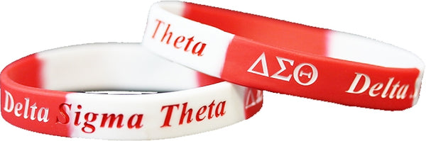 Delta Sigma Theta Color Swirl Silicone Bracelet [Pre-Pack - Red/White - 8"]