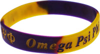 Omega Psi Phi Color Swirl Silicone Bracelet [Pre-Pack - Purple/Gold - 8"]
