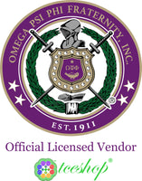 Omega Psi Phi Life Member License Plate Frame [Silver Standard Frame - Purple/Gold]